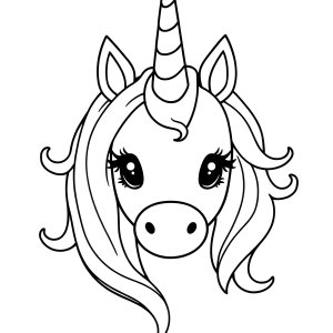 Easy Unicorn Head Coloring Page coloring page for kids