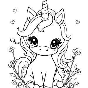 Super Cute Cute Unicorn Coloring Page coloring page for kids