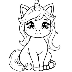 Cute Unicorn Kitty Coloring Page coloring page for kids