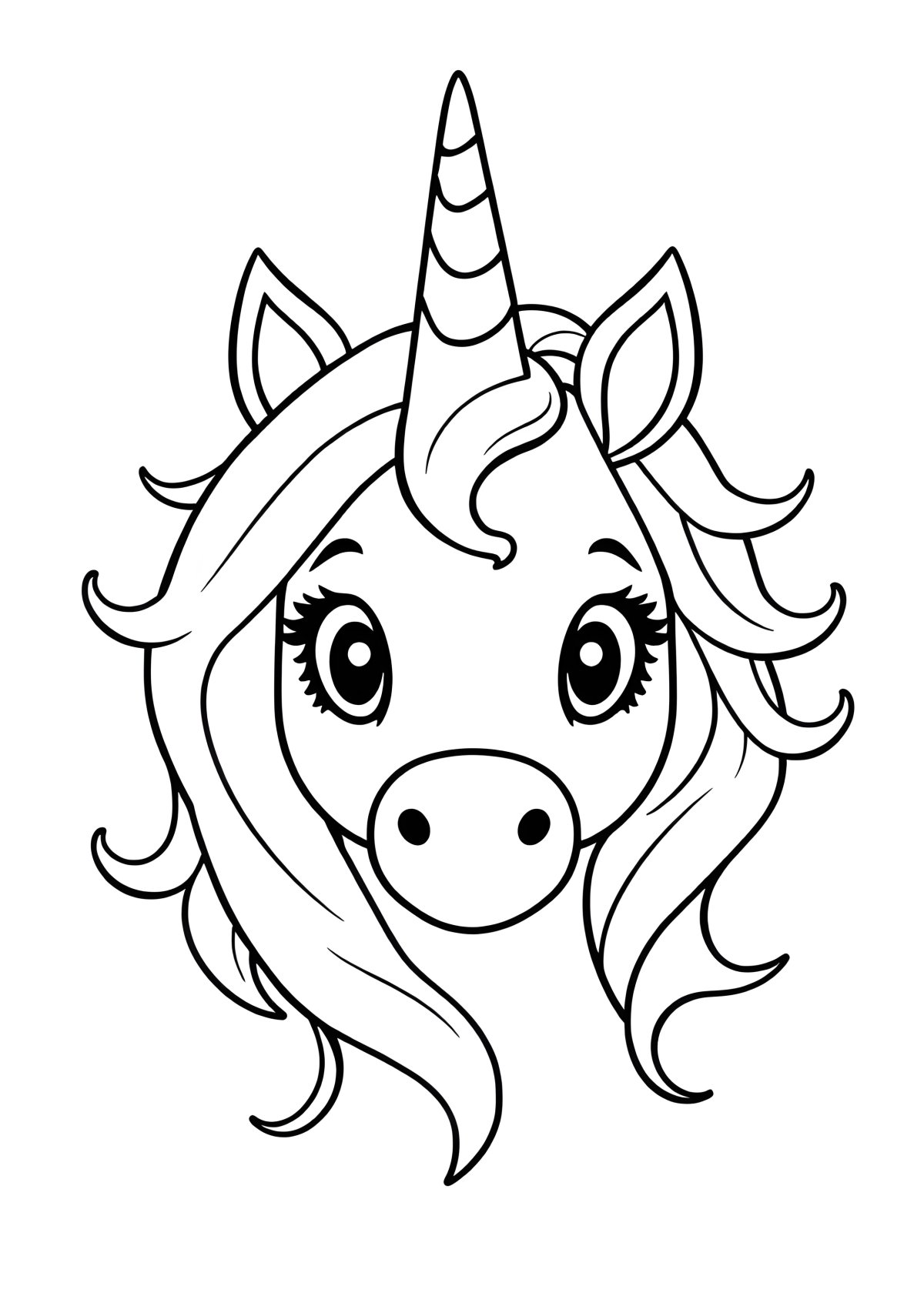 Free Printable Unicorn Head Coloring Page coloring page for kids