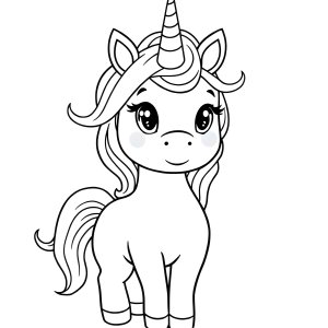 Super Cute Easy Cute Unicorn Coloring Page coloring page for kids