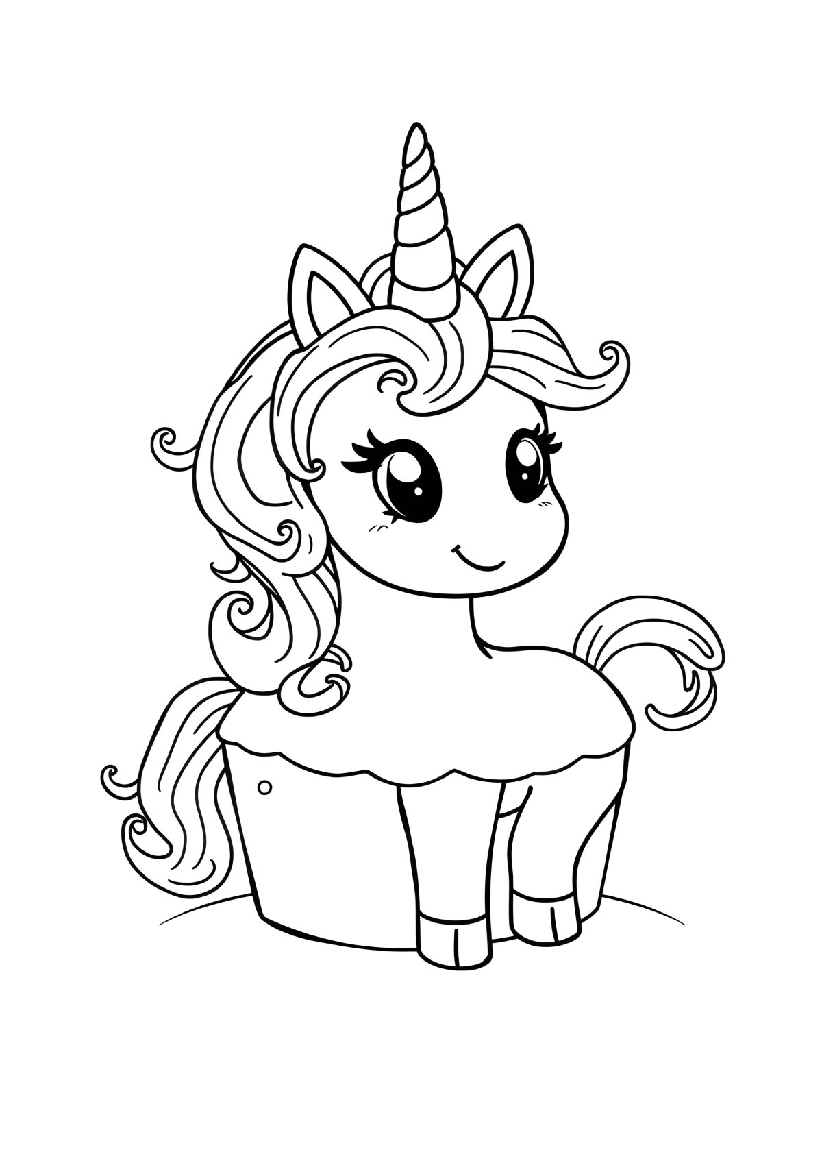 Cake Adorable Cute Unicorn Coloring Page coloring page for kids