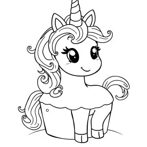 Cake Adorable Cute Unicorn Coloring Page coloring page for kids