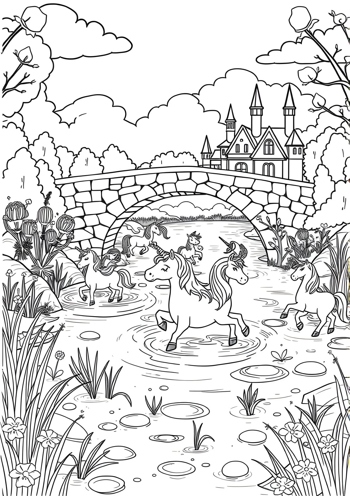 Unicorn Academy Coloring Page River coloring page for kids