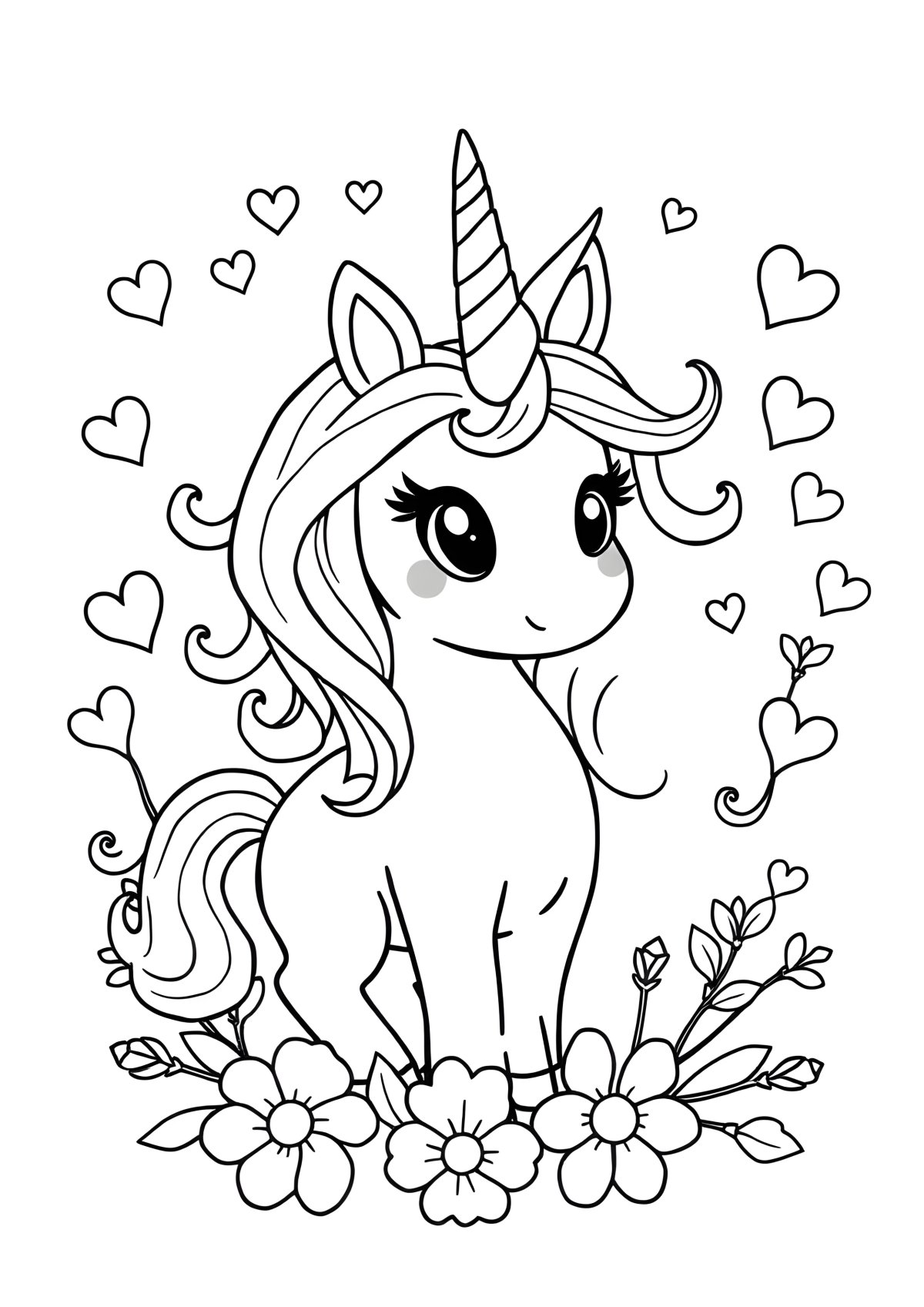 Coloring Page For Girls Easy Unicorn coloring page for kids