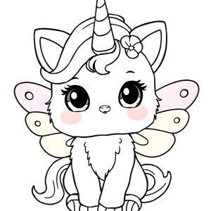 Felicity Rainbow Butterfly Unicorn Kitty Coloring Page coloring page for kids