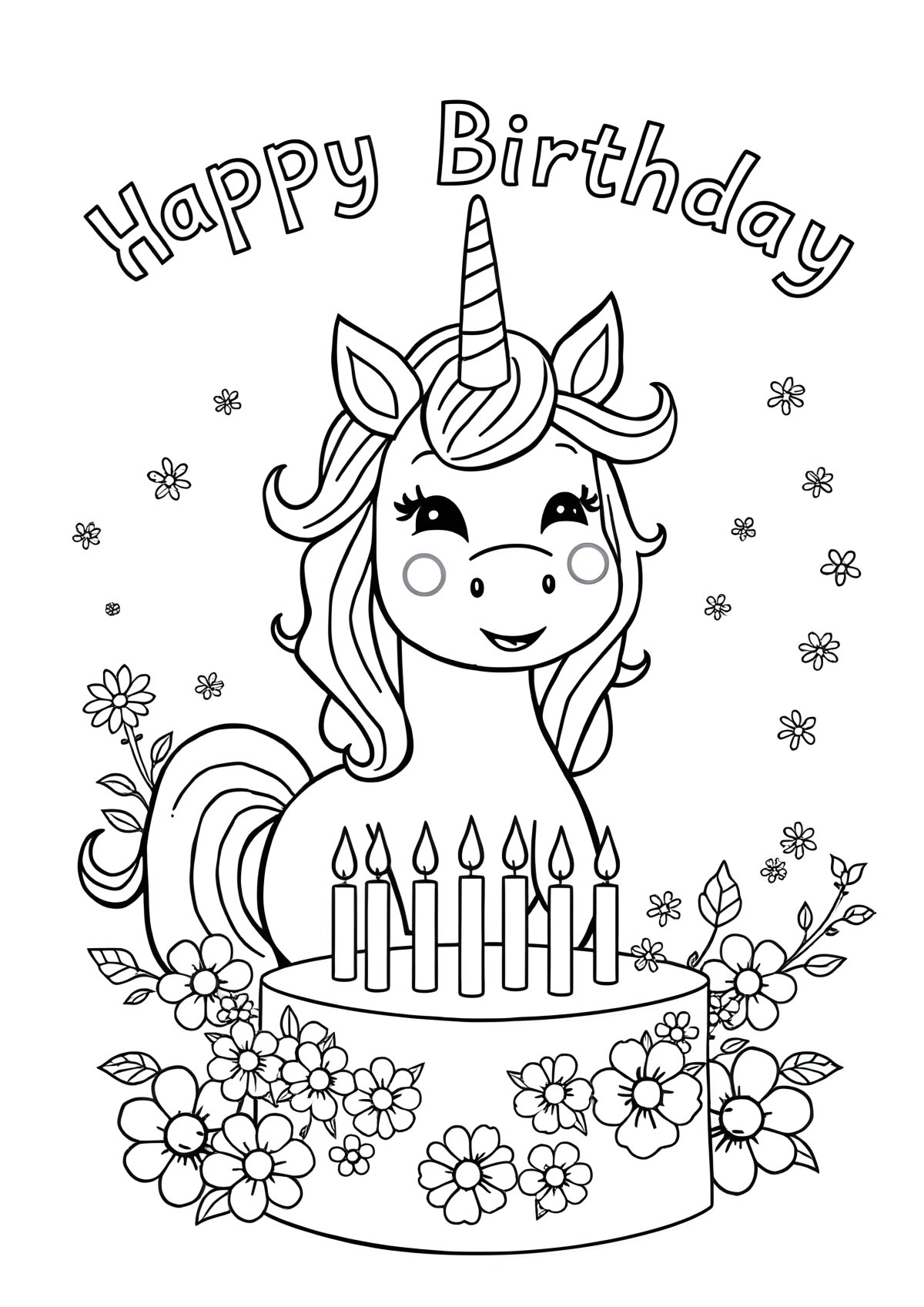 Happy 8Th Birthday Unicorn Coloring Page coloring page for kids