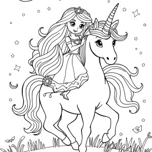 Rainbow Princess Rainbow Unicorn Coloring Page coloring page for kids