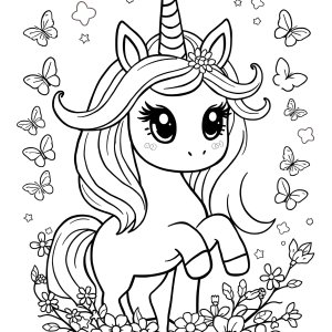 Super Cute Unicorn Coloring Page For Kids coloring page for kids