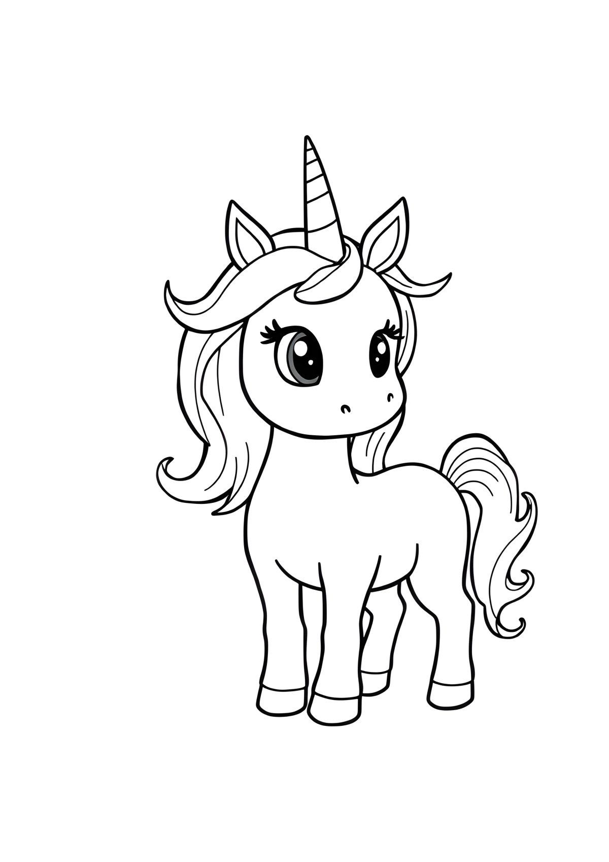 Coloring Page For Kids Easy Unicorn coloring page for kids