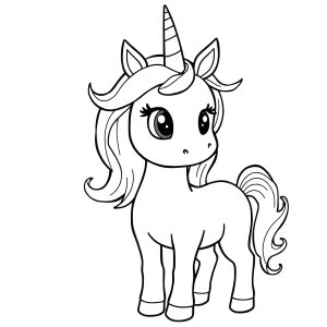 Coloring Page For Kids Easy Unicorn coloring page for kids