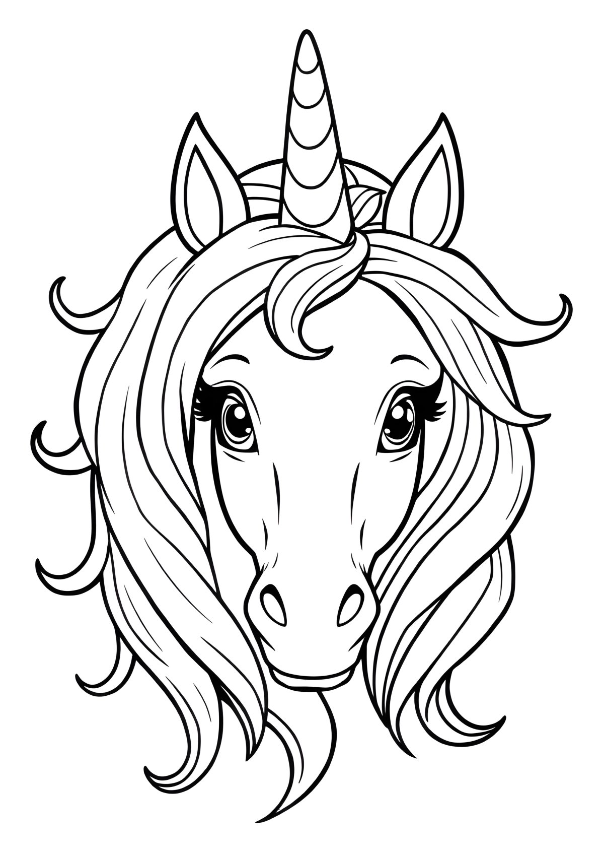 Realistic Unicorn Head Coloring Page coloring page for kids