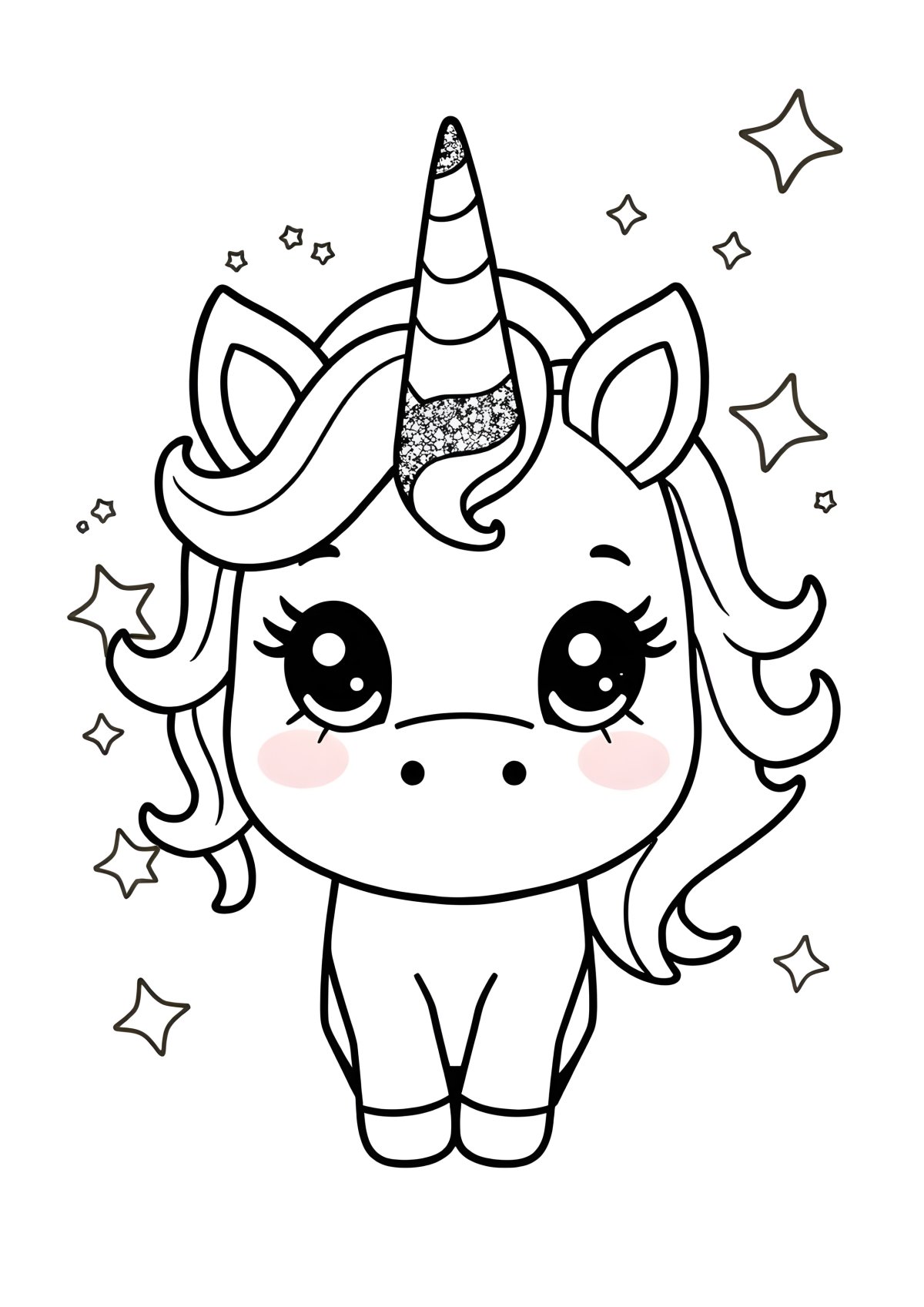 Super Cute Unicorn Galaxy Emoji Cute Kawaii Unicorn Coloring Page coloring page for kids
