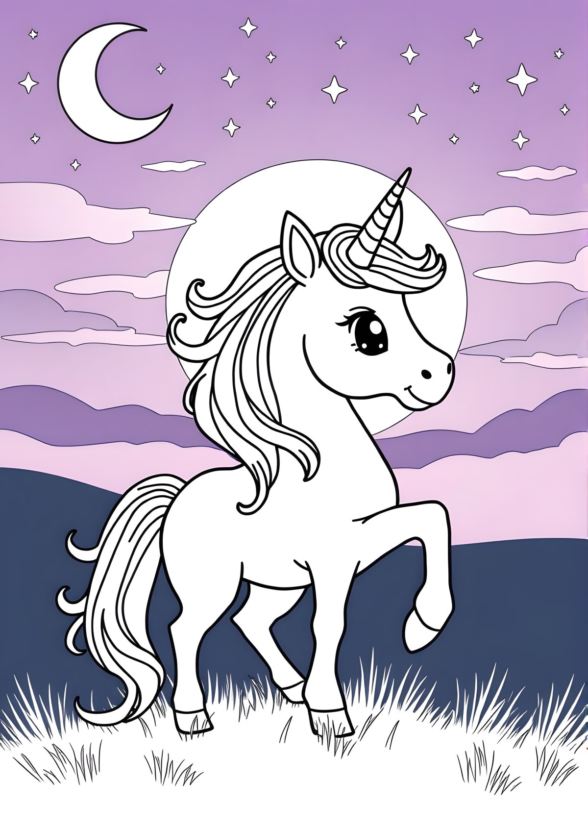 Twilight Unicorn Coloring Page coloring page for kids