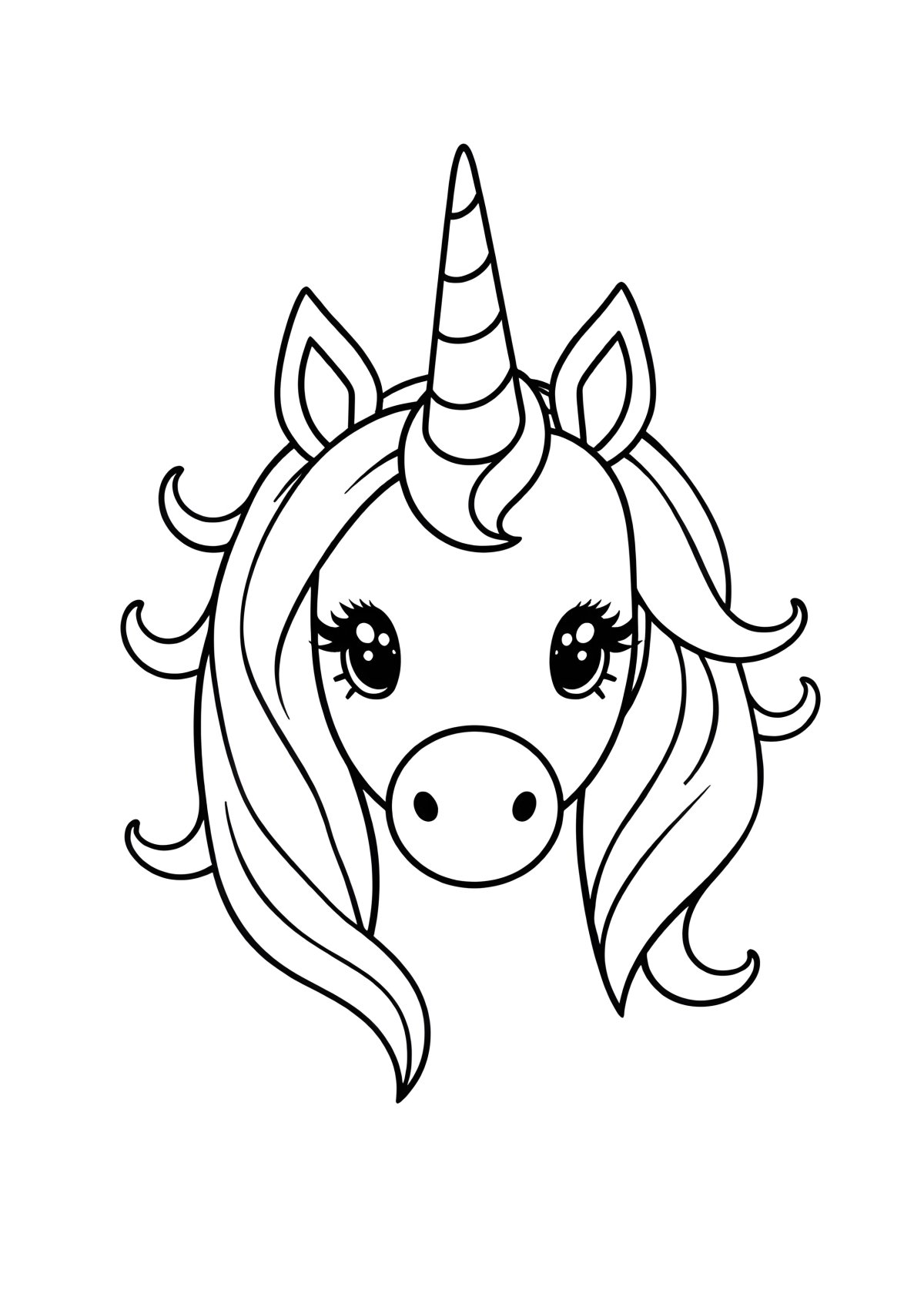Simple Unicorn Head Coloring Page coloring page for kids