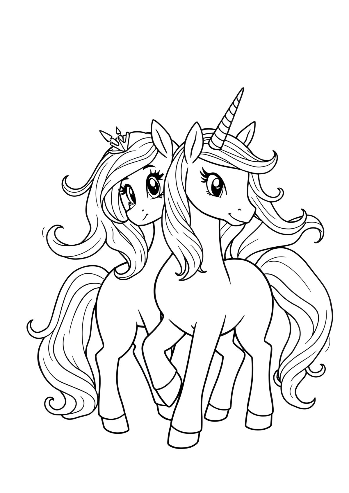 Unicorn My Little Pony Coloring Page Princess Celestia And Luna coloring page for kids