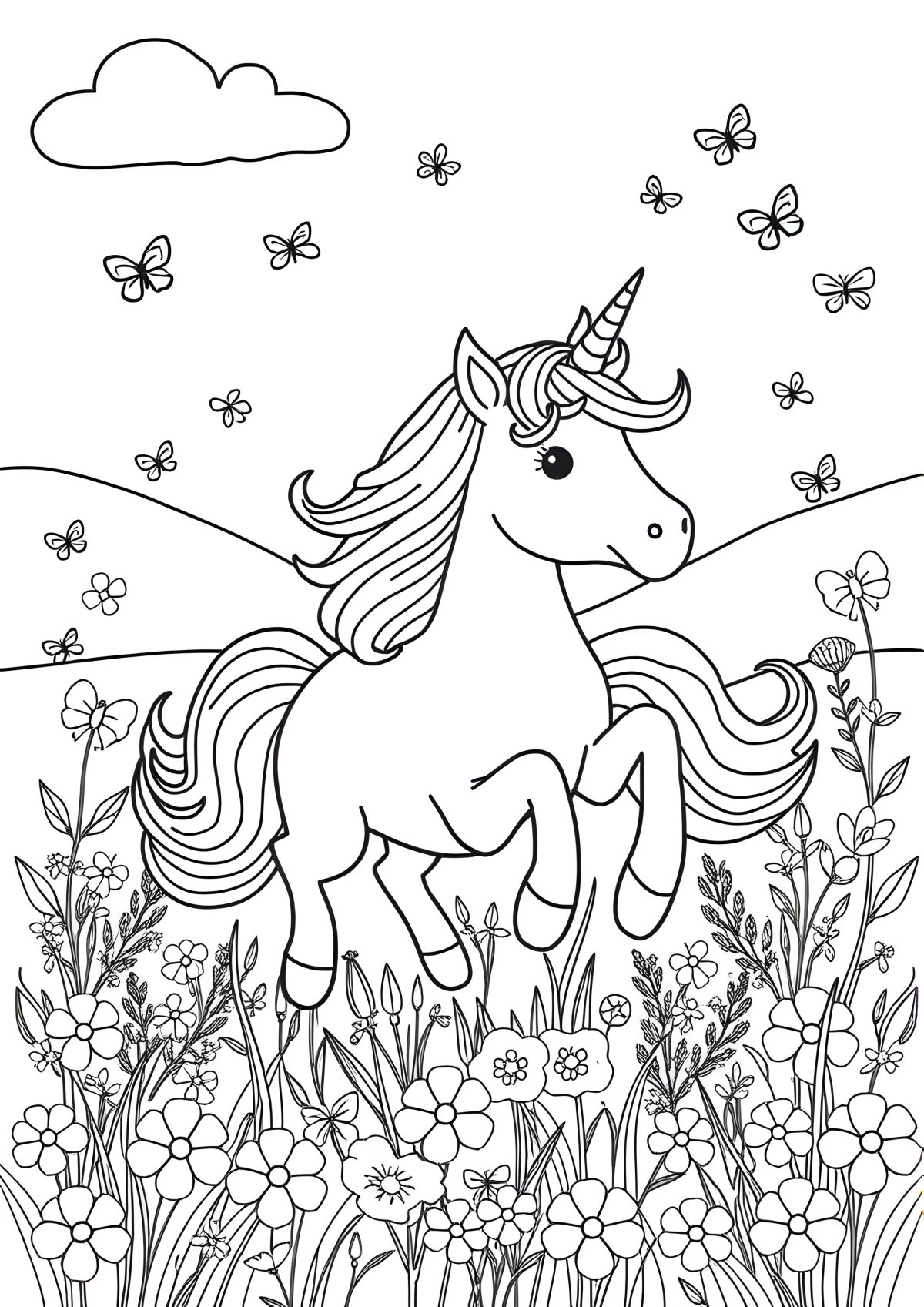 Coloring Page Unicorns Printable coloring page for kids