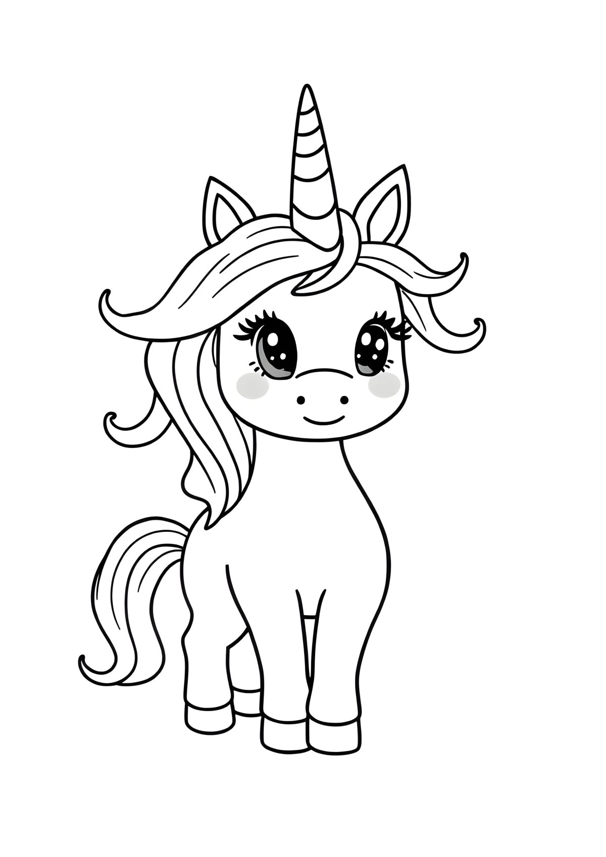 Easy Cute Colouring Unicorn Coloring Page coloring page for kids