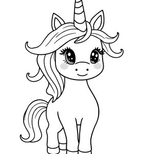 Easy Cute Colouring Unicorn Coloring Page coloring page for kids