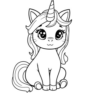 Free Unicorn Kitty Coloring Page coloring page for kids