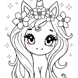 Unicorn Cute Anime Girl Coloring Page coloring page for kids