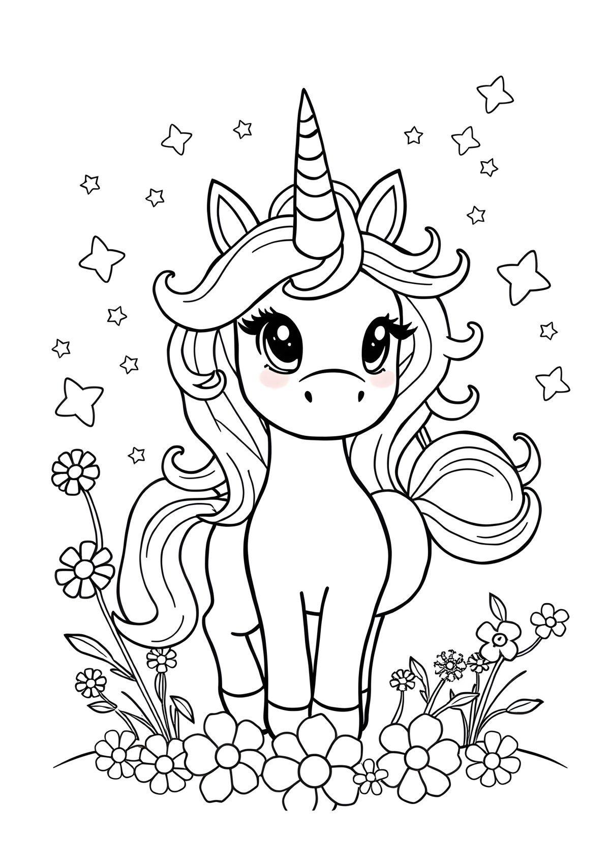 Coloring Page For Kids Cute Unicorn coloring page for kids