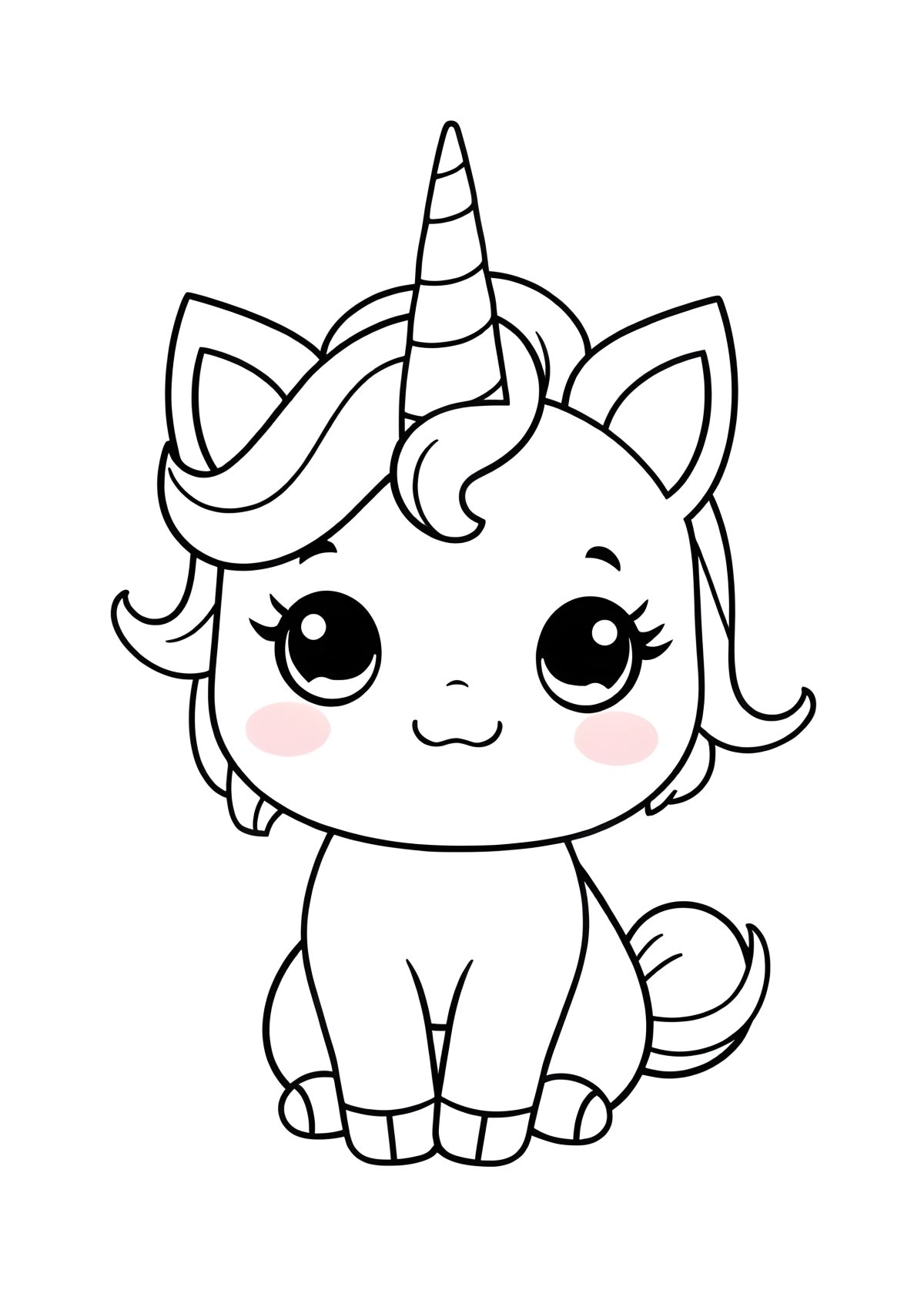 Kawaii Unicorn Cat Coloring Page coloring page for kids