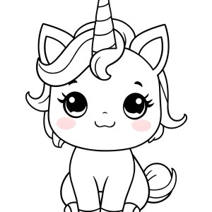 Kawaii Unicorn Cat Coloring Page coloring page for kids