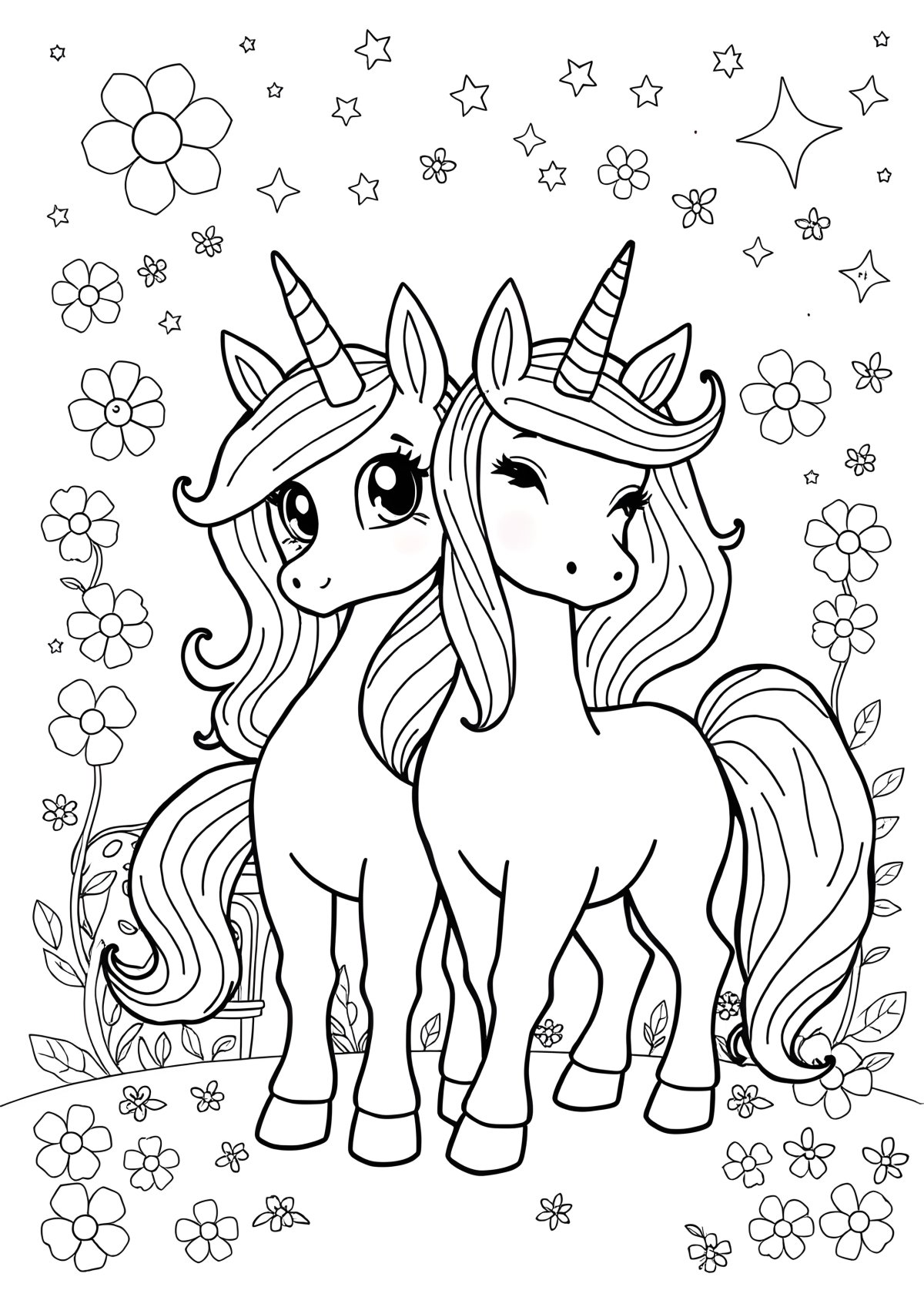 Unicorn Academy Isabel And River Coloring Page coloring page for kids