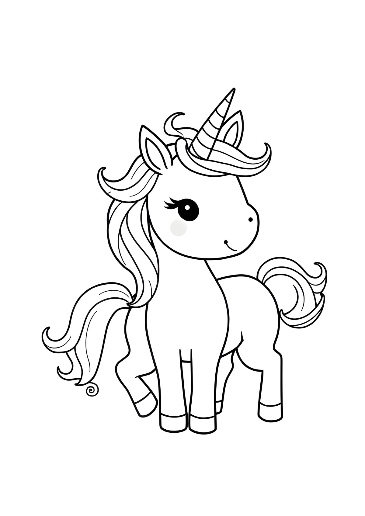 Easy Free Printable Easy Unicorn Coloring Page For Kids coloring page for kids