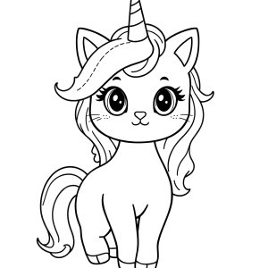 Kitty Unicorn Colouring Page coloring page for kids