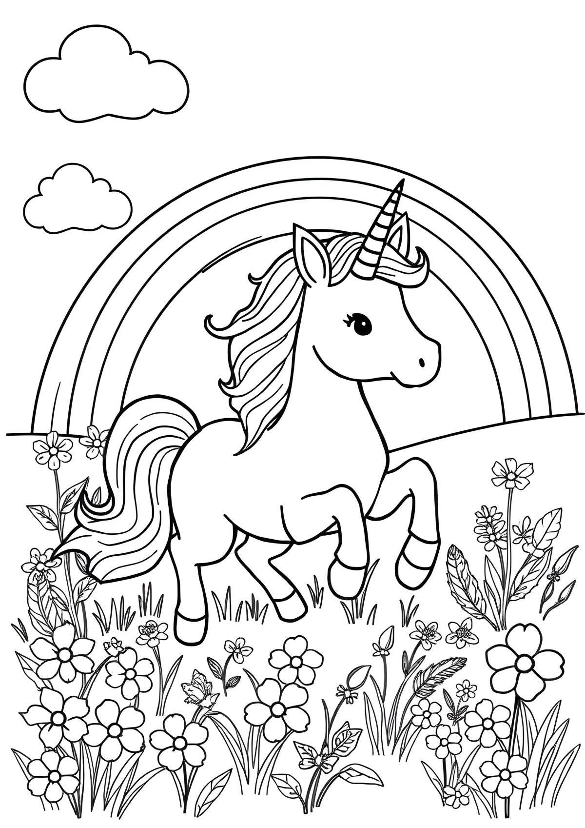 Rainbow Unicorn Free Printable Coloring Sheet Unicorn Coloring Page coloring page for kids