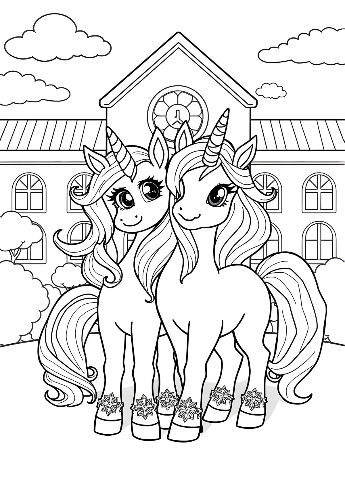 Unicorn Academy Sophia And Wildstar Coloring Page coloring page for kids