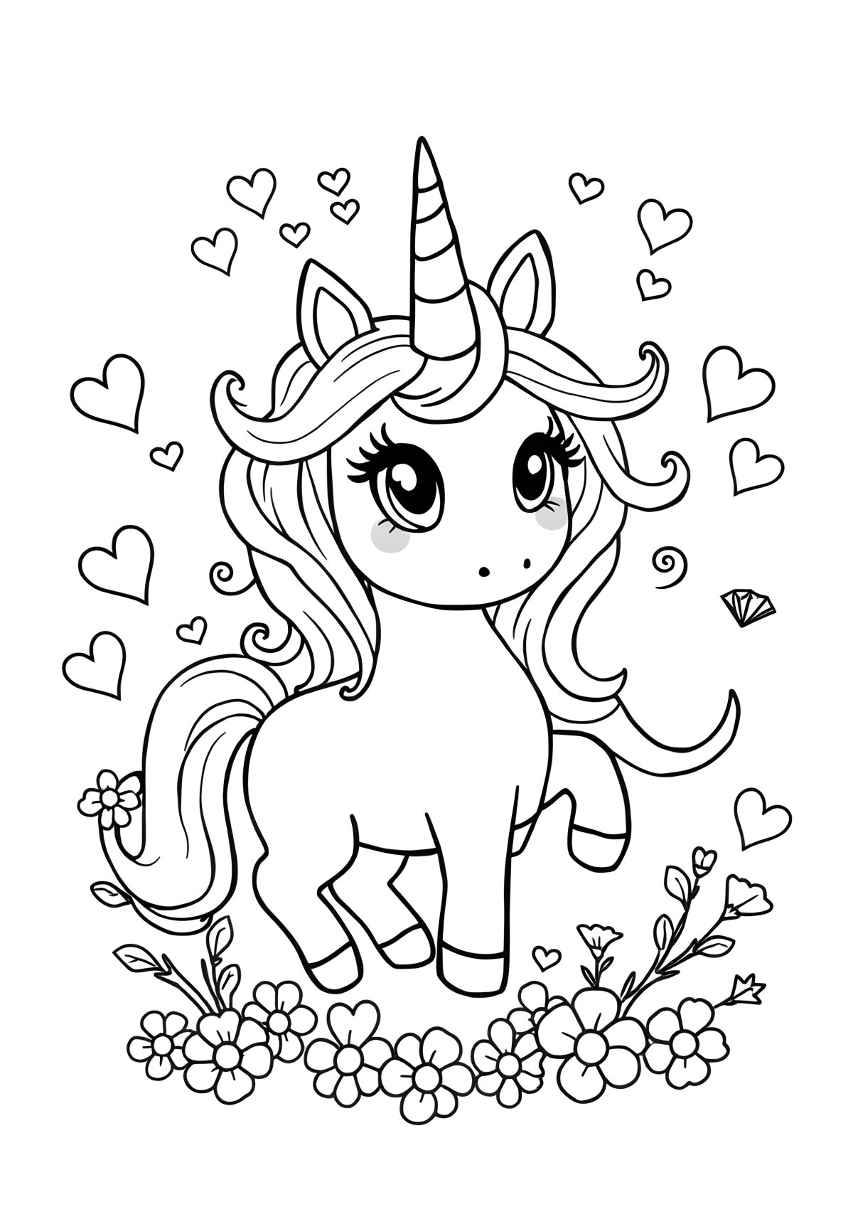 Unicorn Doodle Coloring Page coloring page for kids