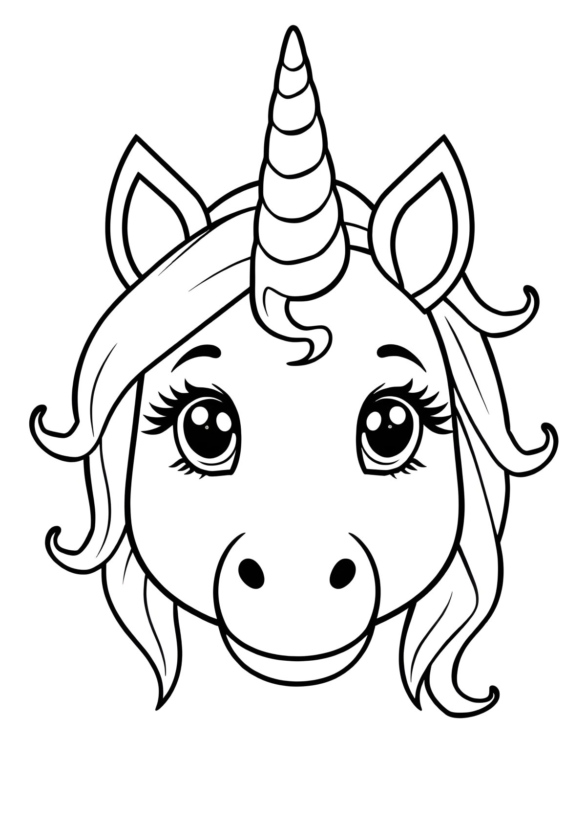 Unicorn Face Colouring Page coloring page for kids