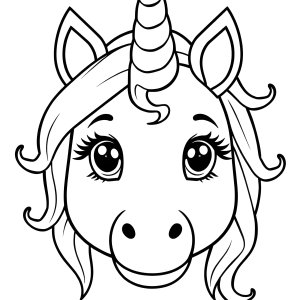 Unicorn Face Colouring Page coloring page for kids