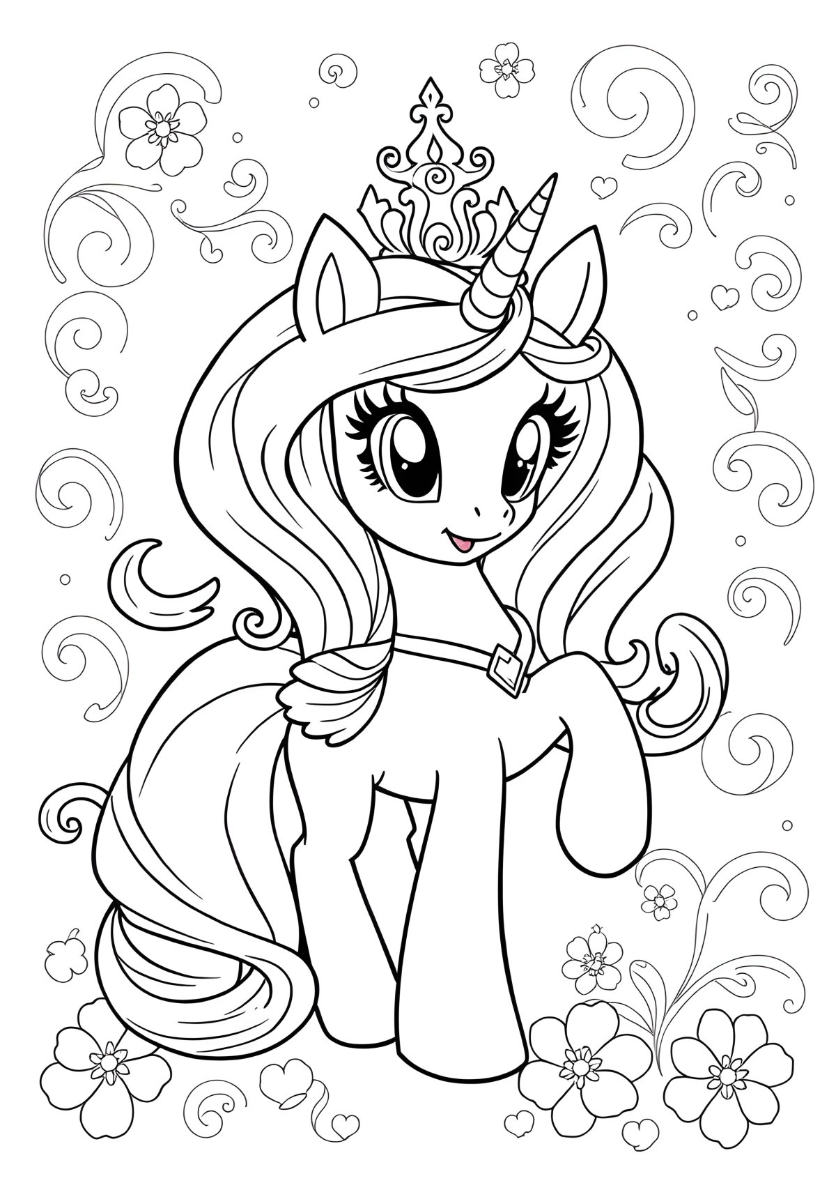 Unicorn Pony Princess Cadence My Little Pony Coloring Page coloring page for kids