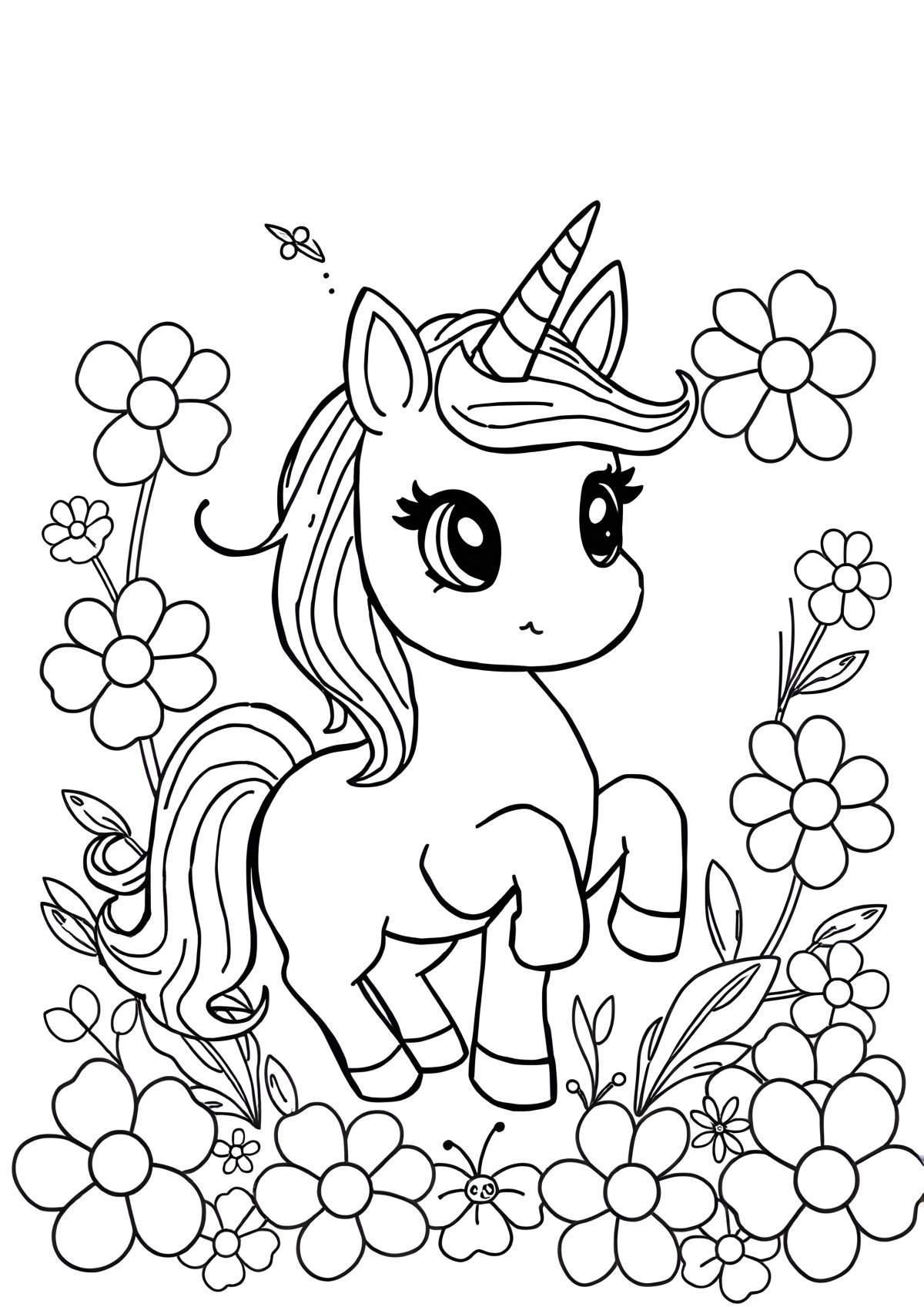 Colouring Adorable Cute Unicorn Coloring Page coloring page for kids