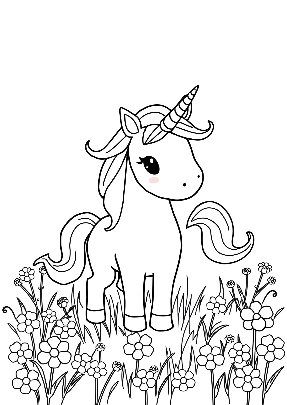 Easy Free Printable Unicorn Coloring Page coloring page for kids