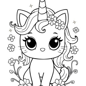 Printable Kitty Unicorn Coloring Page coloring page for kids