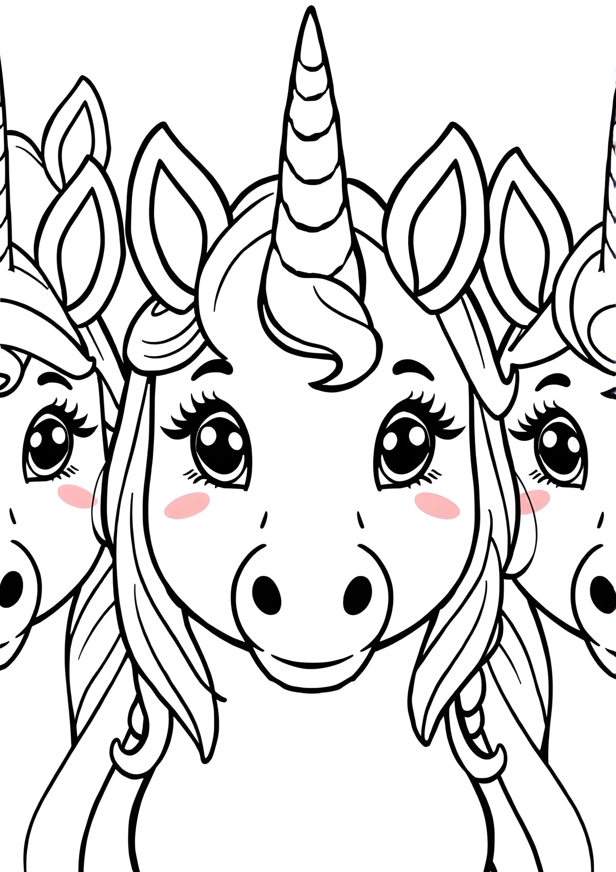 Unicorn Faces Coloring Page coloring page for kids