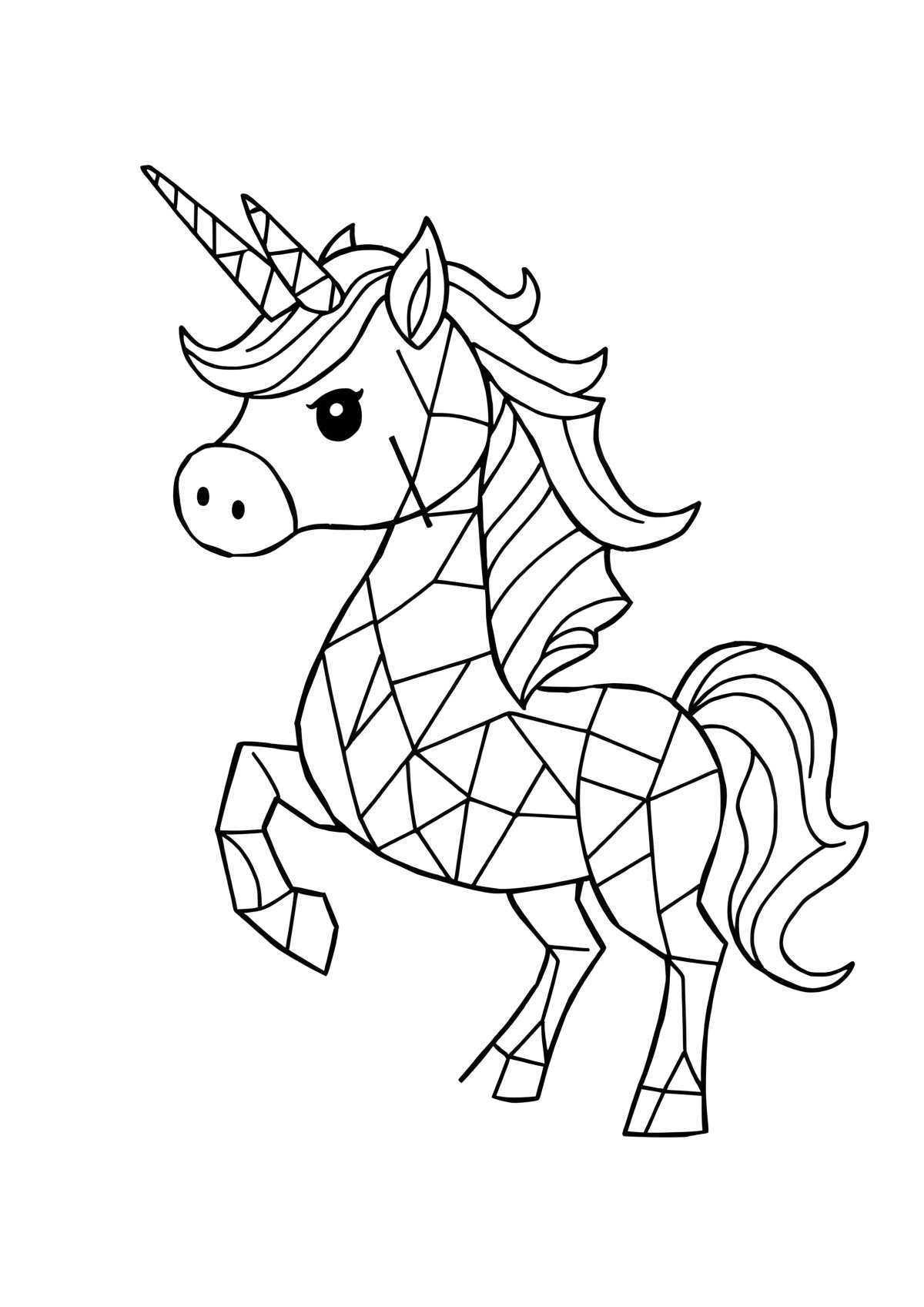 Unicorn Mosaic Coloring Page coloring page for kids