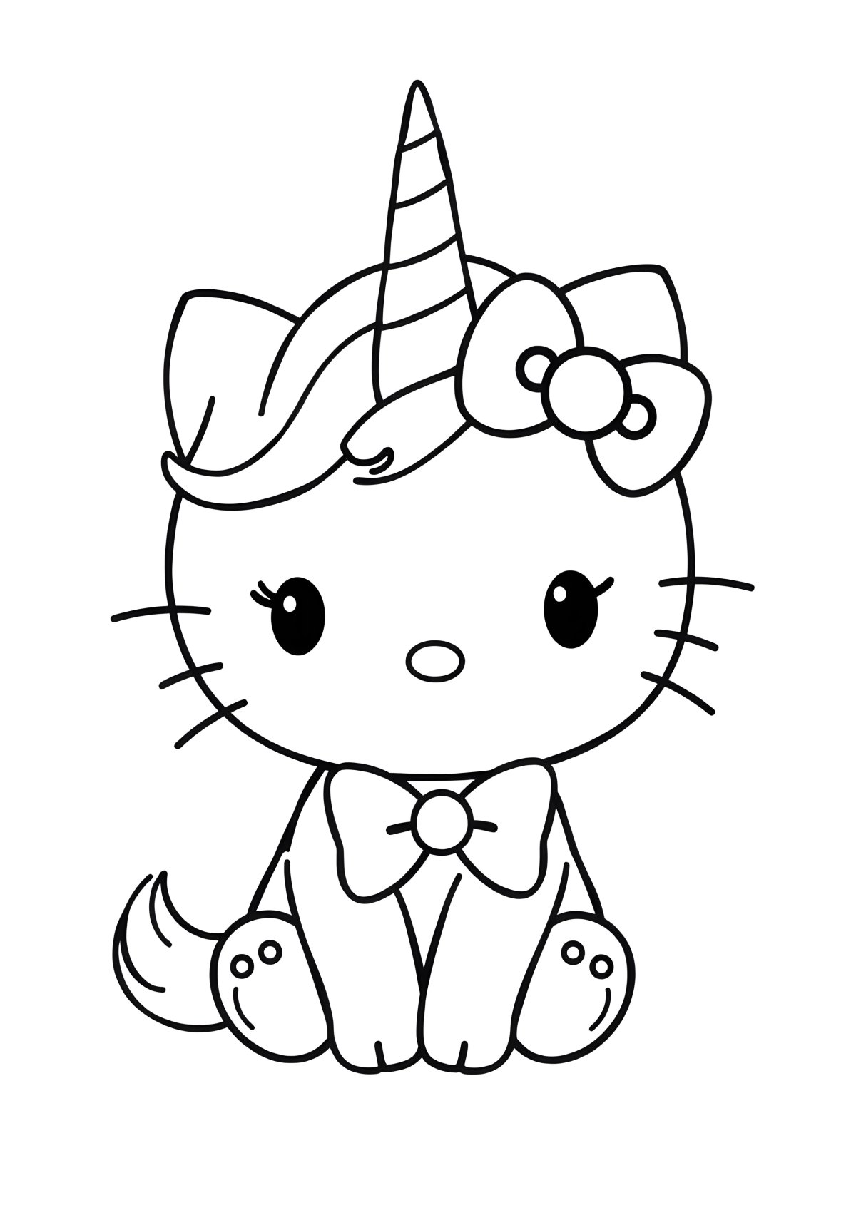 Cat Unicorn Hello Kitty Coloring Page coloring page for kids