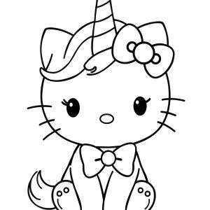 Cat Unicorn Hello Kitty Coloring Page coloring page for kids