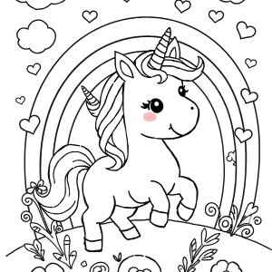 Colouring Colouring Rainbow Cute Unicorn Coloring Page coloring page for kids