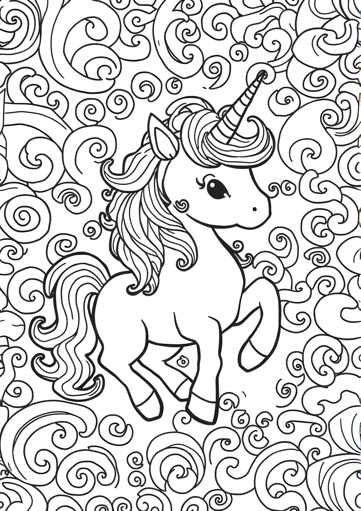 Unicorn Pattern Coloring Page coloring page for kids
