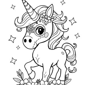 Sugar Skull Unicorn Coloring Page coloring page for kids