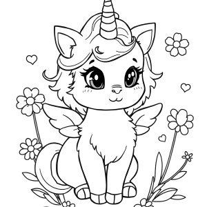 Unicorn Cute Kitten Coloring Page coloring page for kids