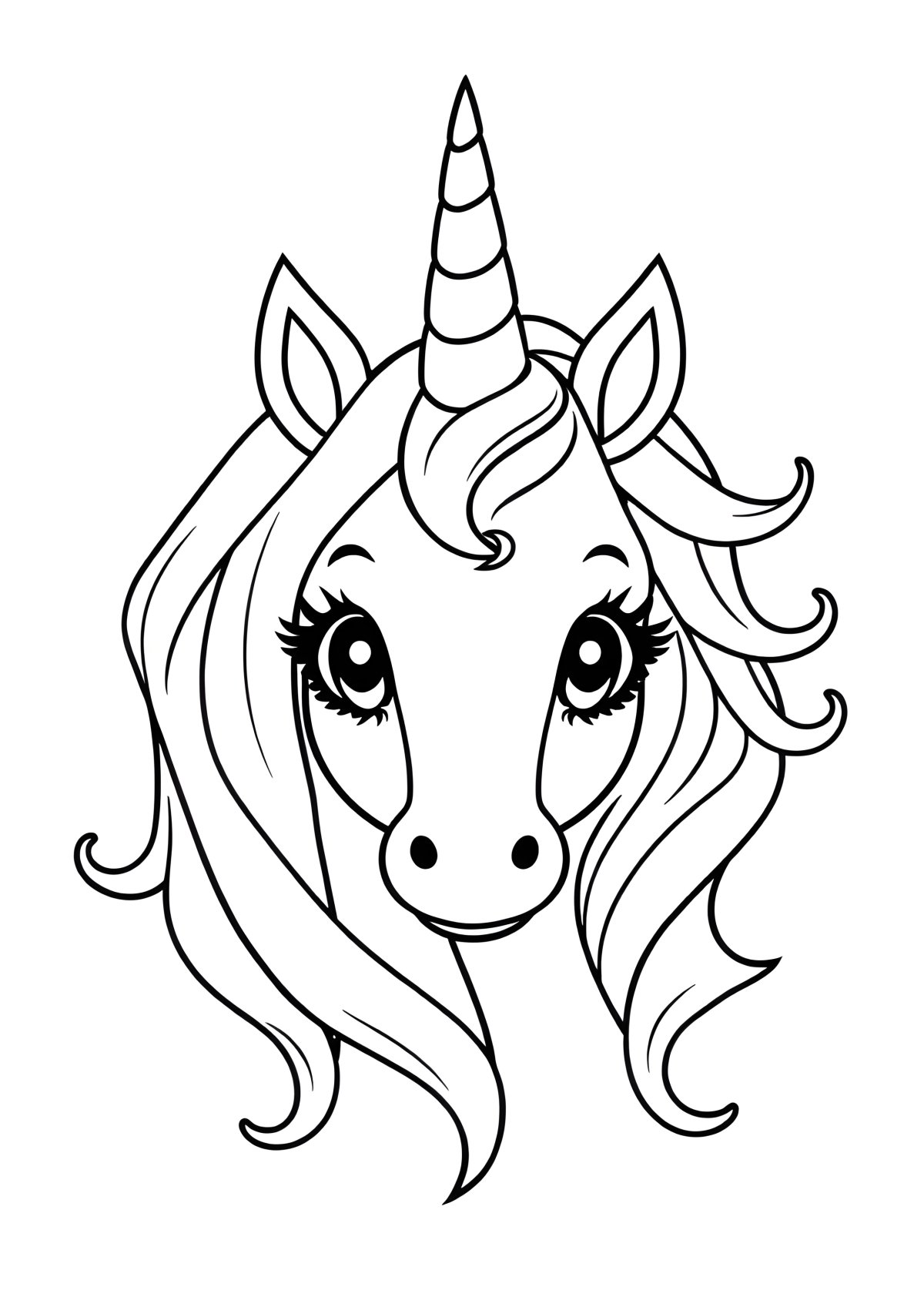 Unicorn Head Coloring Page Free coloring page for kids