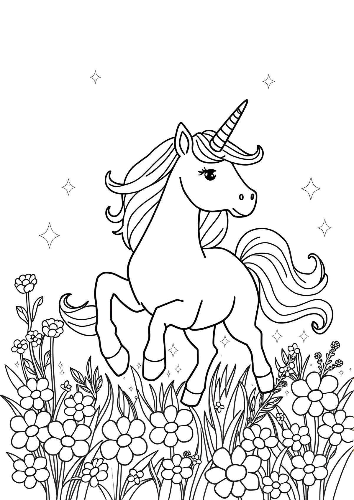 Free Coloring Page Of Unicorns coloring page for kids